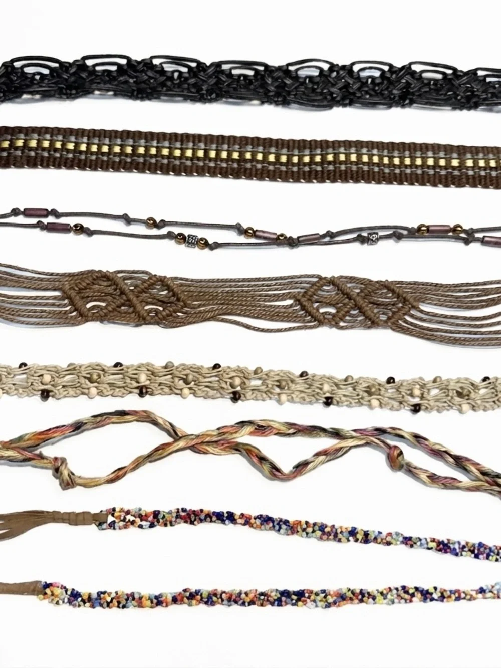 Lot of 7 vintage Bohemian Style Tie belts - Picture 1 of 11